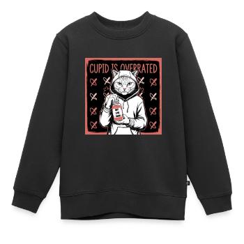Célibataire Saint-Valentin Amour Cupidon Drôle Dicton - Sweat Premium enfant bio - noir - Devant - AI Model Kid Female (0cm)
