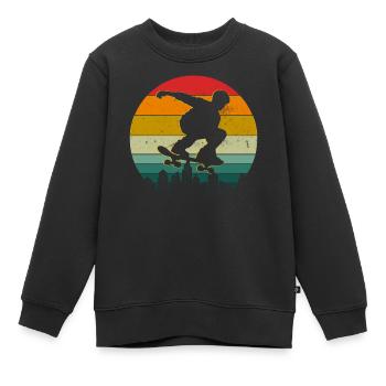 Retro Skate Longboarden Ausführen von Tricks - Kinder Premium Organic Sweatshirt - Schwarz - Vorne - AI Model Kid Female (0cm)