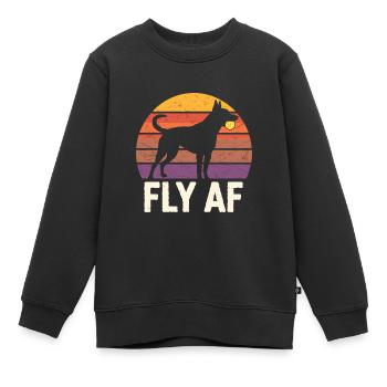 Flyball Sports canins - Sweat Premium enfant bio - noir - Devant - AI Model Kid Female (0cm)