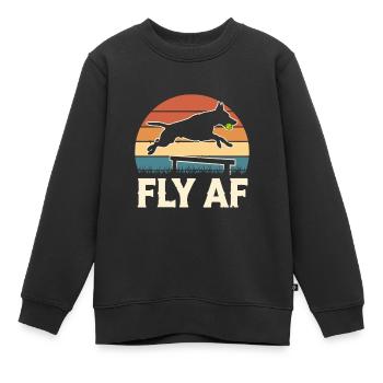 Flyball Sports canins - Sweat Premium enfant bio - noir - Devant - AI Model Kid Female (0cm)