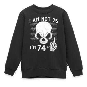 J’ai 74 ans et majeur - 75e anniversaire - Sweat Premium enfant bio - noir - Devant - AI Model Kid Female (0cm)