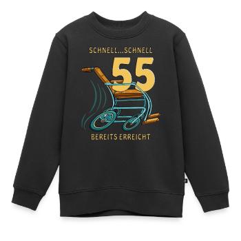 SCHNELL...SCHNELL 55 BEREITS ERREICHT - Kinder Premium Organic Sweatshirt - Schwarz - Vorne - AI Model Kid Female (0cm)