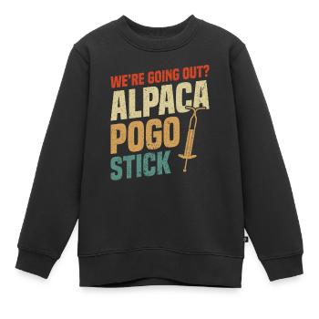 On sort ? Bâton de pogo d’alpaga - Sweat Premium enfant bio - noir - Devant - AI Model Kid Female (0cm)