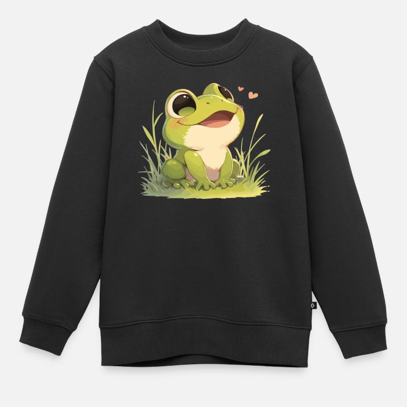 Frosch Frösche - Kinder Premium Organic Sweatshirt - Schwarz