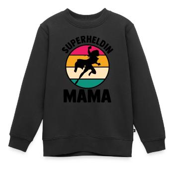 Maman Super-héroïne Maman - Sweat Premium enfant bio - noir - Devant - AI Model Kid Female (0cm)