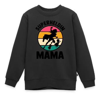 Maman Super-héroïne Maman - Sweat Premium enfant bio - noir - Devant - AI Model Kid Female (0cm)