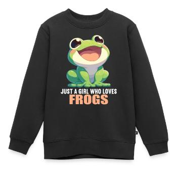 Frosch Frösche - Kinder Premium Organic Sweatshirt - Schwarz - Vorne - AI Model Kid Female (0cm)
