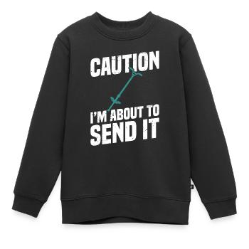 Pogo-stick Attention, je vous l’enverrai tout de suite - Sweat Premium enfant bio - noir - Devant - AI Model Kid Female (0cm)
