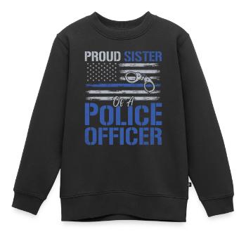 Fière soeur d’un officier de police Loi sur le drapeau des États-Unis - Sweat Premium enfant bio - noir - Devant - AI Model Kid Female (0cm)