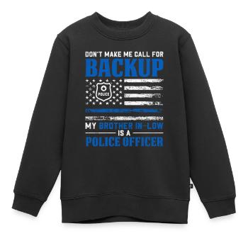 Beau-frère Drôle Policier USA Drapeau Loi - Sweat Premium enfant bio - noir - Devant - AI Model Kid Female (0cm)