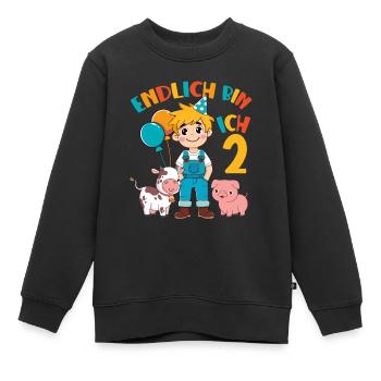2 Years Farmer Finally 2 Boy Birthday Motif - Kids Premium Organic Sweatshirt - black - Front - AI Model Kid Female (0cm)