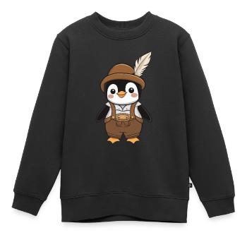 Lustiger Pinguin im Bayerischen Outfit - Kinder Premium Organic Sweatshirt - Schwarz - Vorne - AI Model Kid Female (0cm)