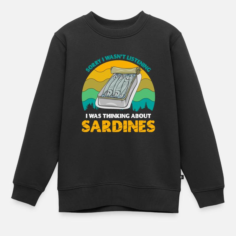 Sardines, Pêche, Poisson - Sweat Premium enfant bio - noir