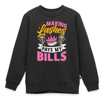 Lash Tech - Kinder Premium Organic Sweatshirt - Schwarz - Vorne - AI Model Kid Female (0cm)