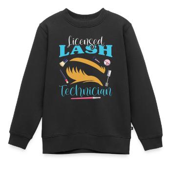 Lash Tech - Kinder Premium Organic Sweatshirt - Schwarz - Vorne - AI Model Kid Female (0cm)