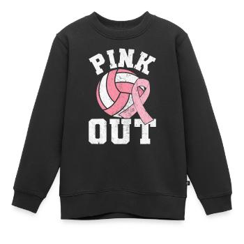 Pink Out Brustkrebs Volleyball Rosa Schleife - Kinder Premium Organic Sweatshirt - Schwarz - Vorne - AI Model Kid Female (0cm)