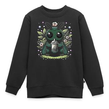 Thé à bulles Mothman - Sweat Premium enfant bio - noir - Devant - AI Model Kid Female (0cm)