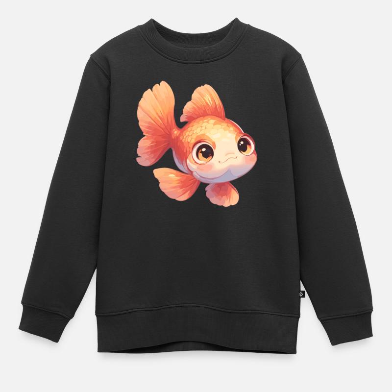 poisson rouge - Sweat Premium enfant bio - noir