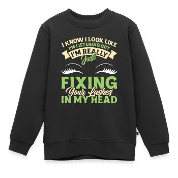 Lash Tech - Kinder Premium Organic Sweatshirt - Schwarz - Vorne - AI Model Kid Female (0cm)