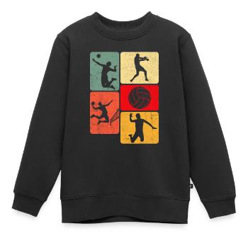 Retro Volleyball Smash Bump Set Spike Volleyball - Kinder Premium Organic Sweatshirt - Schwarz - Vorne - AI Model Kid Female (0cm)
