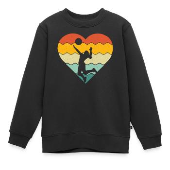 Retro Volleyball Teamsport Lustiger Volleyball - Kinder Premium Organic Sweatshirt - Schwarz - Vorne - AI Model Kid Female (0cm)