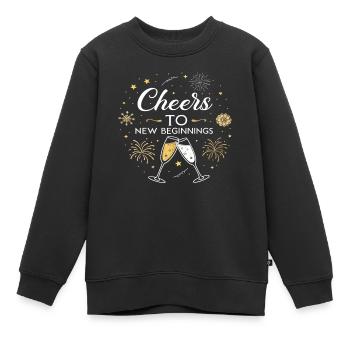 Cheers to New Beginnings – Festliches Silvester - Kinder Premium Organic Sweatshirt - Schwarz - Vorne - AI Model Kid Female (0cm)