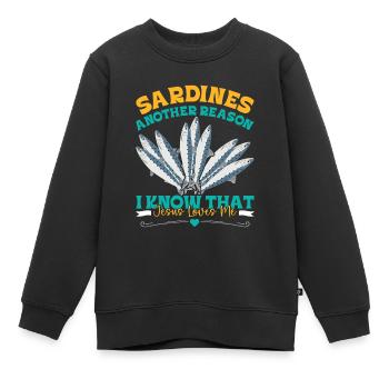 Sardines, Pêche, Poisson - Sweat Premium enfant bio - noir - Devant - AI Model Kid Female (0cm)