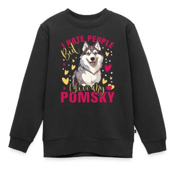 Chien disant chien chien - Sweat Premium enfant bio - noir - Devant - AI Model Kid Female (0cm)