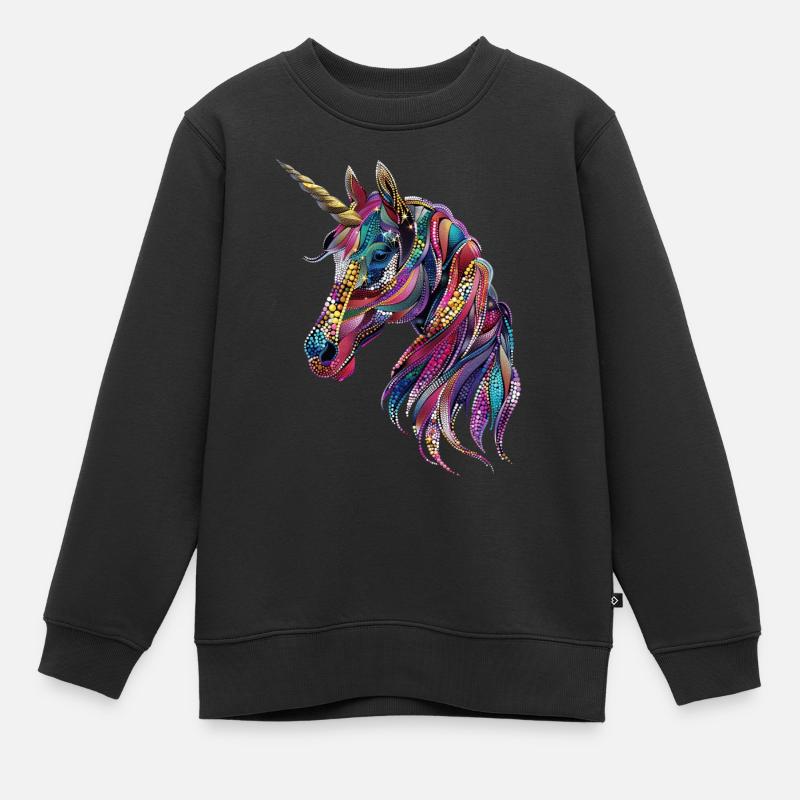 Einhorn - Kinder Premium Organic Sweatshirt - Schwarz