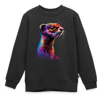 Wiesel - Kinder Premium Organic Sweatshirt - Schwarz - Vorne - AI Model Kid Female (0cm)