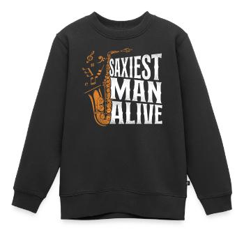 Saxophone Pun Saxiest Man Alive - Kinder Premium Organic Sweatshirt - Schwarz - Vorne - AI Model Kid Female (0cm)