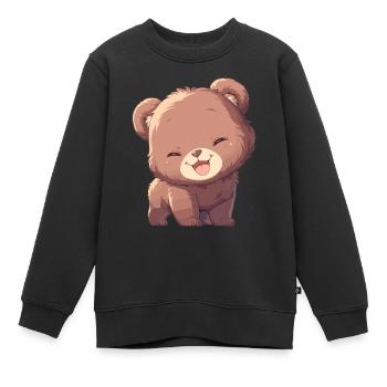 Grizzlis Ours grizzly - Sweat Premium enfant bio - noir - Devant - AI Model Kid Female (0cm)