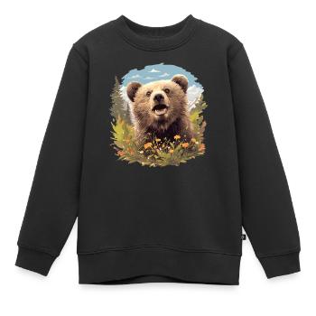 Grizzlis Ours grizzly - Sweat Premium enfant bio - noir - Devant - AI Model Kid Female (0cm)