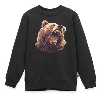 Grizzlis Ours grizzly - Sweat Premium enfant bio - noir - Devant - AI Model Kid Female (0cm)