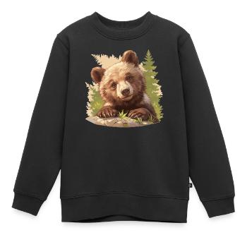 Grizzlis Ours grizzly - Sweat Premium enfant bio - noir - Devant - AI Model Kid Female (0cm)
