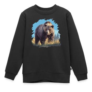 Grizzlis Ours grizzly - Sweat Premium enfant bio - noir - Devant - AI Model Kid Female (0cm)