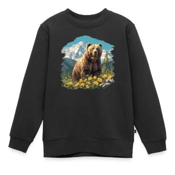 Grizzlis Ours grizzly - Sweat Premium enfant bio - noir - Devant - AI Model Kid Female (0cm)
