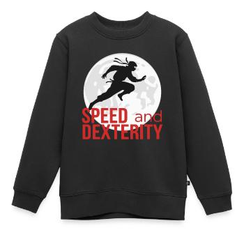 NINJA, VITESSE ET DEXTÉRITÉ - Sweat Premium enfant bio - noir - Devant - AI Model Kid Female (0cm)