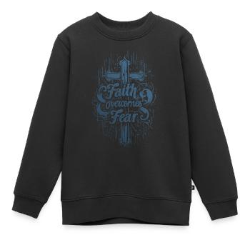 Faith About Fear Bible Verse Bible Verse Jesus - Kids Premium Organic Sweatshirt - black - Front - AI Model Kid Female (0cm)