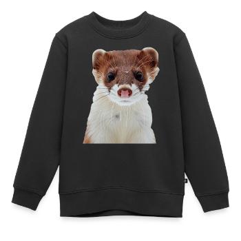 Wiesel - Kinder Premium Organic Sweatshirt - Schwarz - Vorne - AI Model Kid Female (0cm)