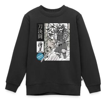 Samurai katana meisterhafter Schwertkämpfer - Kinder Premium Organic Sweatshirt - Schwarz - Vorne - AI Model Kid Female (0cm)