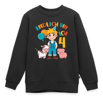4 Years Farmer Finally 4 Boy Birthday Motif - Kids Premium Organic Sweatshirt - black - Front - AI Model Kid Female (0cm)