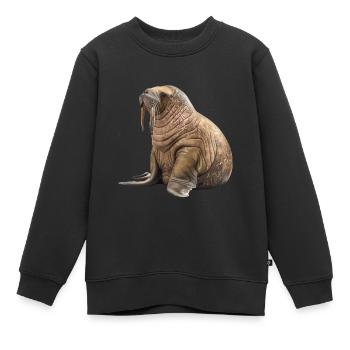Walross - Kinder Premium Organic Sweatshirt - Schwarz - Vorne - AI Model Kid Female (0cm)
