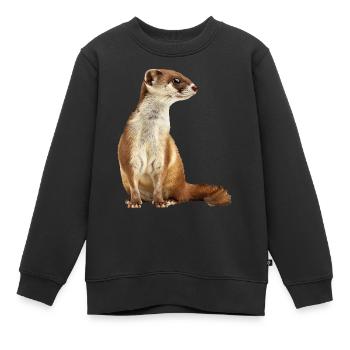 Wiesel - Kinder Premium Organic Sweatshirt - Schwarz - Vorne - AI Model Kid Female (0cm)