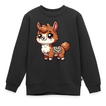 Lama enfant - Sweat Premium enfant bio - noir - Devant - AI Model Kid Female (0cm)