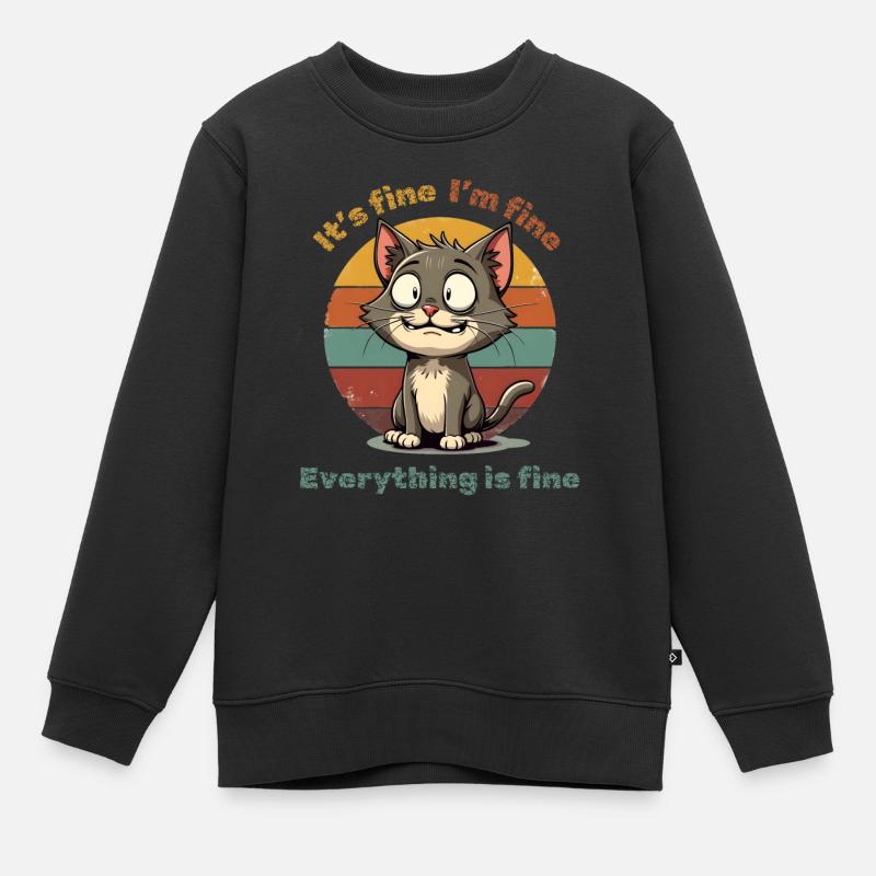 Chat - Ça va - Je vais bien - Tout va bien - Sweat Premium enfant bio - noir