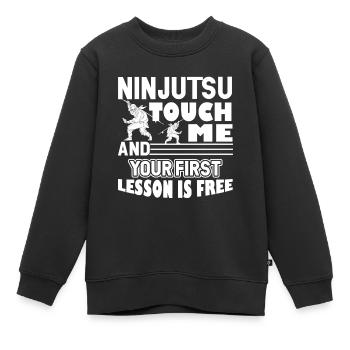 Ninjutsu First Ninjutsu Lesson Is Free - Kids Premium Organic Sweatshirt - black - Front - AI Model Kid Female (0cm)