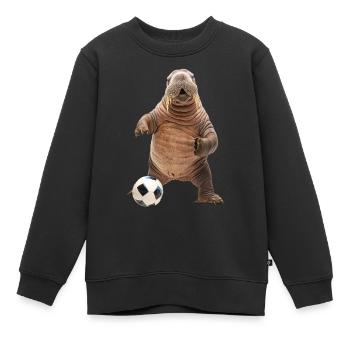 Walross - Kinder Premium Organic Sweatshirt - Schwarz - Vorne - AI Model Kid Female (0cm)