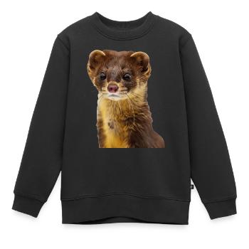 Wiesel - Kinder Premium Organic Sweatshirt - Schwarz - Vorne - AI Model Kid Female (0cm)