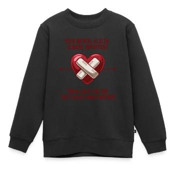 PSYCHISCHE GESUNDHEIT WICHTIG - Kinder Premium Organic Sweatshirt - Schwarz - Vorne - AI Model Kid Female (0cm)